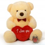 2 feet big peach teddy bear with red I Love You Heart